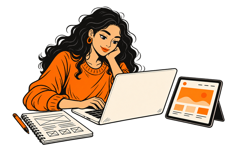 Digital developer designing responsive web interfaces on laptop